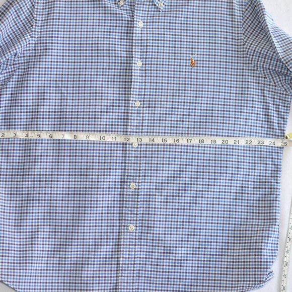 RALPH LAUREN MENS BUTTON DOWN COTTON SHIRT PURPLE BLUE PLAID XL - Picture 4 of 6